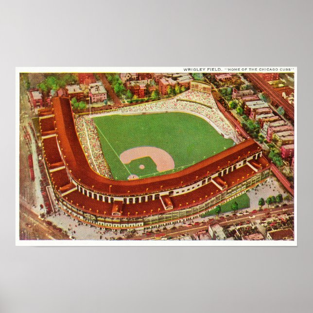 Affiches Vue aérienne de Wrigley FieldChicago, IL (Devant)
