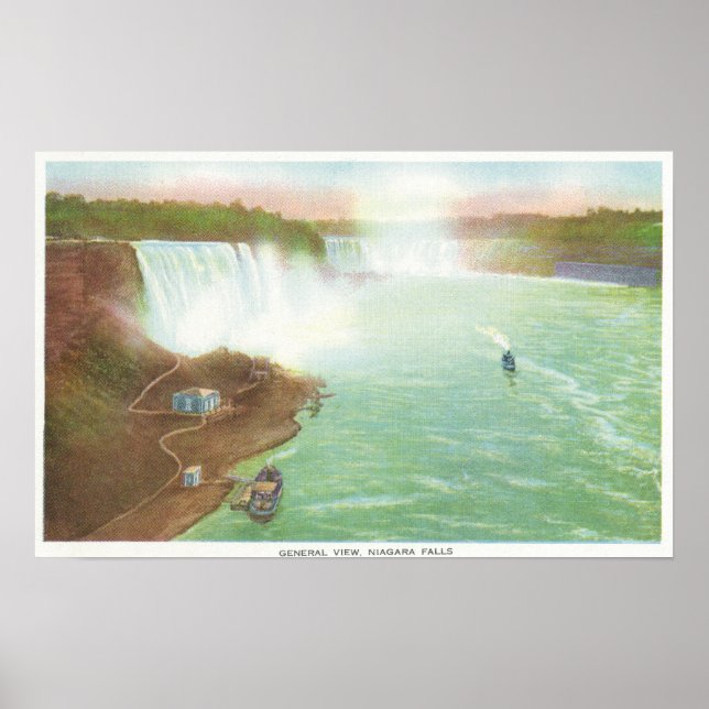 Affiches Vue aérienne des chutes Niagara entières (Devant)