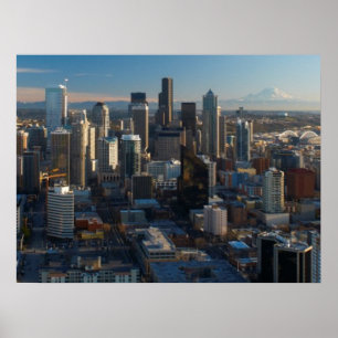 Affiches Vue aérienne d'horizon de ville de Seattle