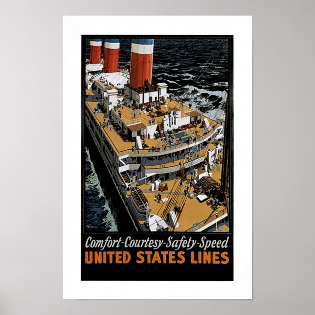 Affiches Vue aérienne du Léviathan de la US Line (Devant)