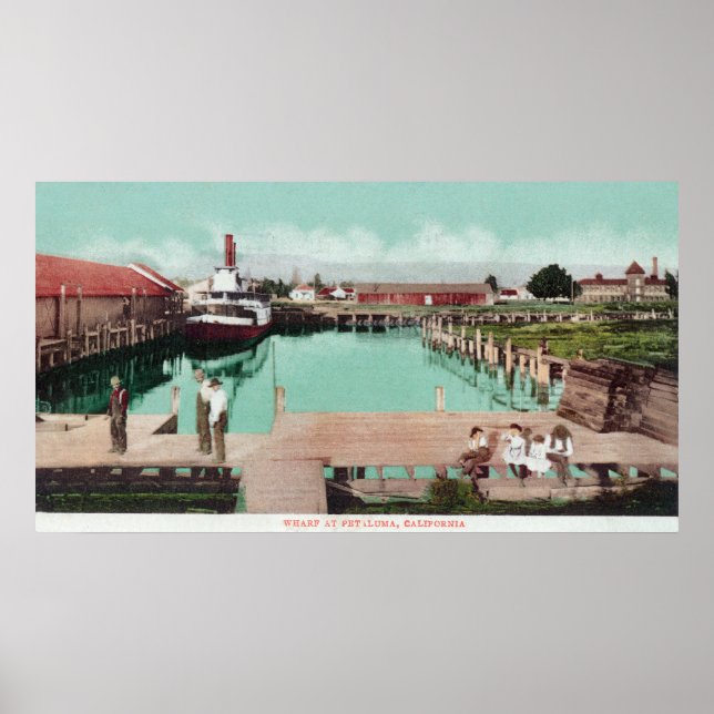 Affiches Vue aérienne du quai Petaluma, CA (Devant)