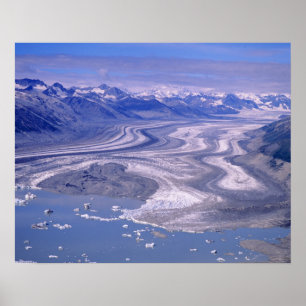 Affiches Vue aérienne Glacier Lowell, Kluane National