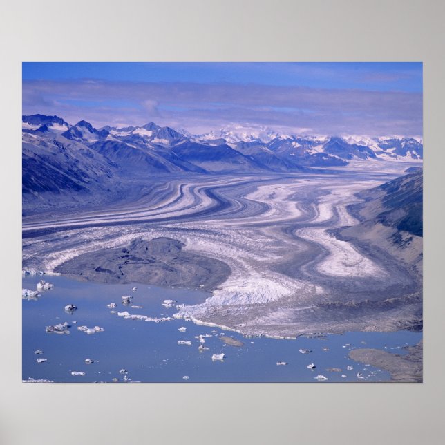 Affiches Vue aérienne Glacier Lowell, Kluane National (Devant)