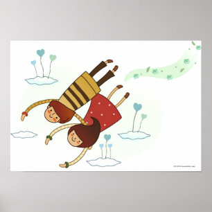 Affiches Vue arrière d'un couple volant ensemble
