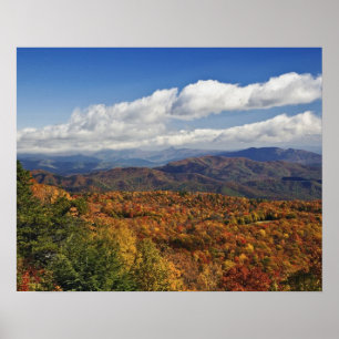 Affiches Vue automnale des montagnes du sud des Appalaches