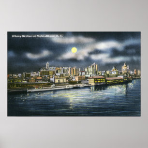 Affiches Vue d'Albany Skyline la nuit