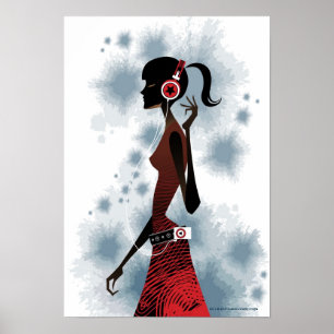 Affiches Vue de côté de la musique de écoute de femme