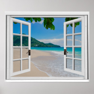 Affiches Vue de fenêtre fausse océan tropical