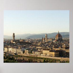 Affiches vue de Florence avec la rivière de l'Arno, Duomo,