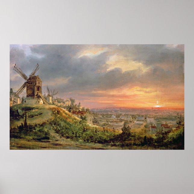 Affiches Vue de la Butte Montmartre, vers 1830 (Devant)