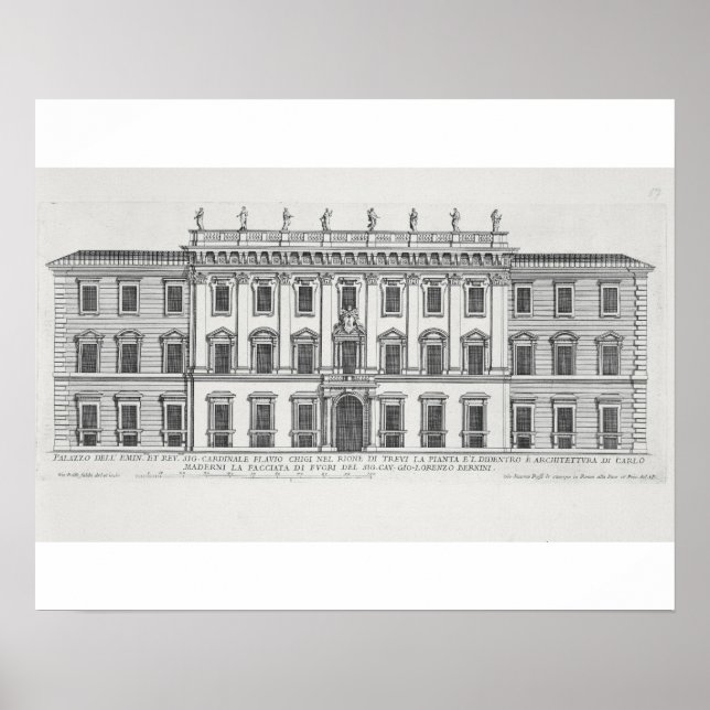 Affiches Vue de la façade du Palais Chigi, Rome, design (Devant)