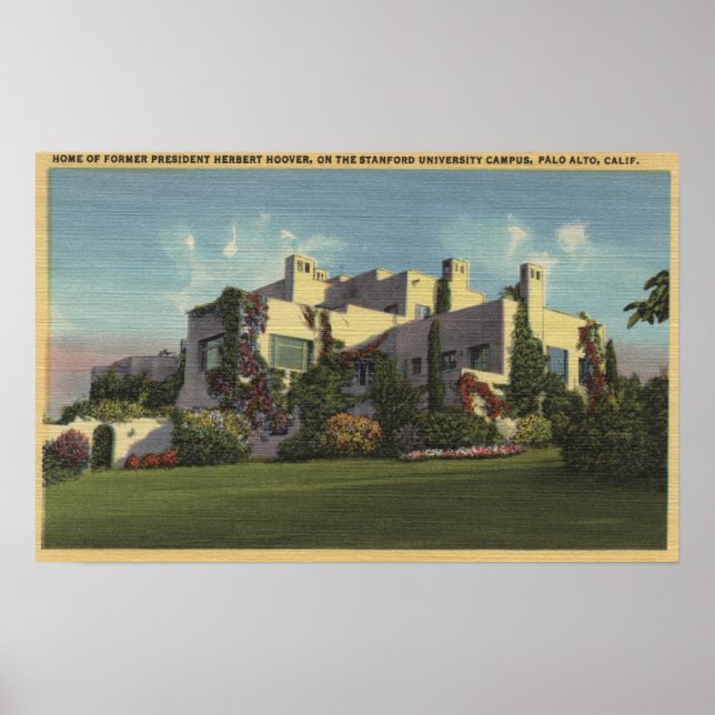 Affiches Vue de la maison d'Herbert Hoover, Stanford U. (Devant)