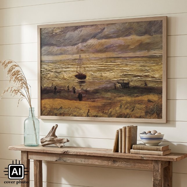 Affiches Vue de la mer à Scheveningen par Vincent van Gogh (View of the Sea at Scheveningen by Vincent van Gogh is a vintage post impressionism painting.)