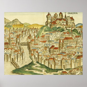 Affiches Vue de la ville de Cracovie (Kracow), depuis le Nu