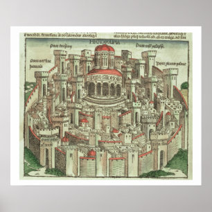 Affiches Vue de la ville fortifiée de Jérusalem montrant le