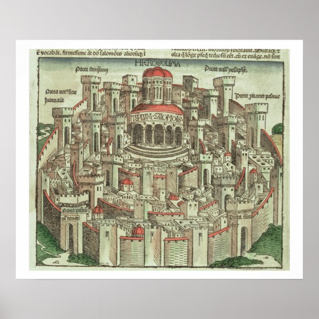 Affiches Vue de la ville fortifiée de Jérusalem montrant le (Devant)