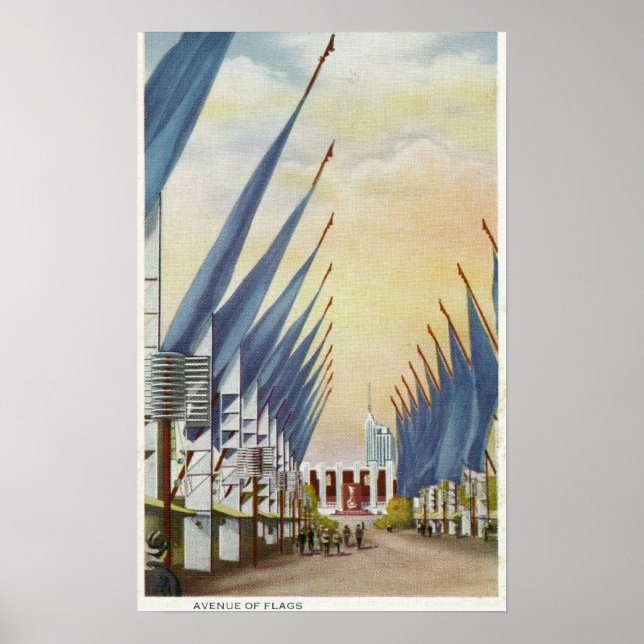 Affiches Vue de l'Avenue des drapeaux, Salon mondial de 193 (Devant)