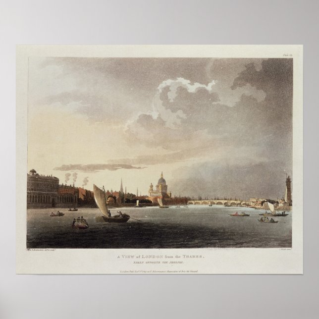Affiches Vue de Londres depuis la Tamise, 1809 (Devant)