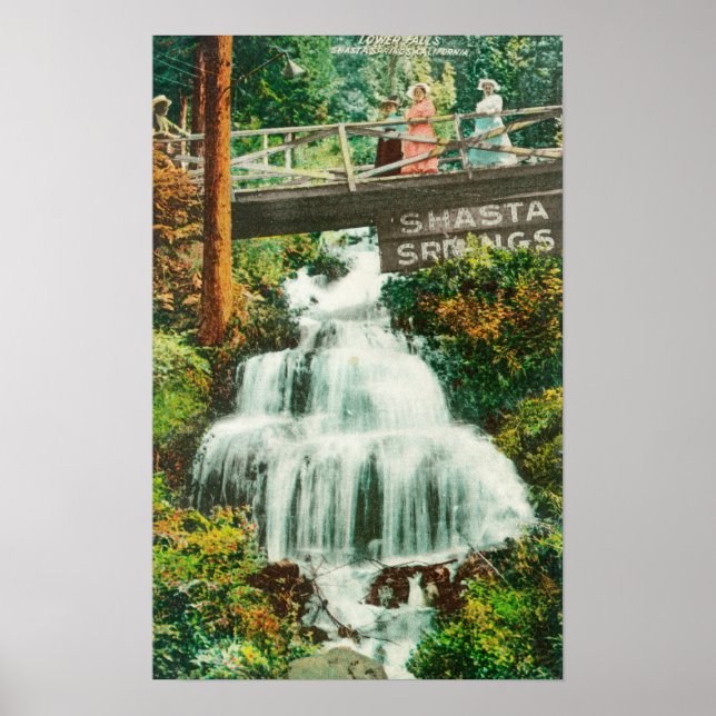 Affiches Vue de Lower FallsShasta Springs, CA (Devant)