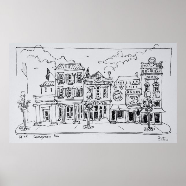 Affiches Vue de M Street à Georgetown, Washington DC. (Devant)