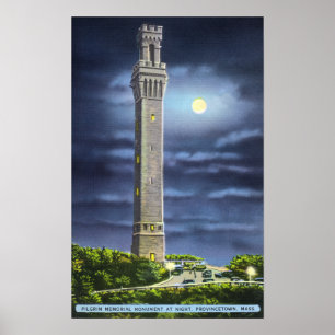 Affiches Vue de mémorial de pèlerin la nuit