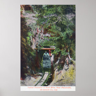 Affiches Vue de mineur sortant l'entrée de tunnel à l'or