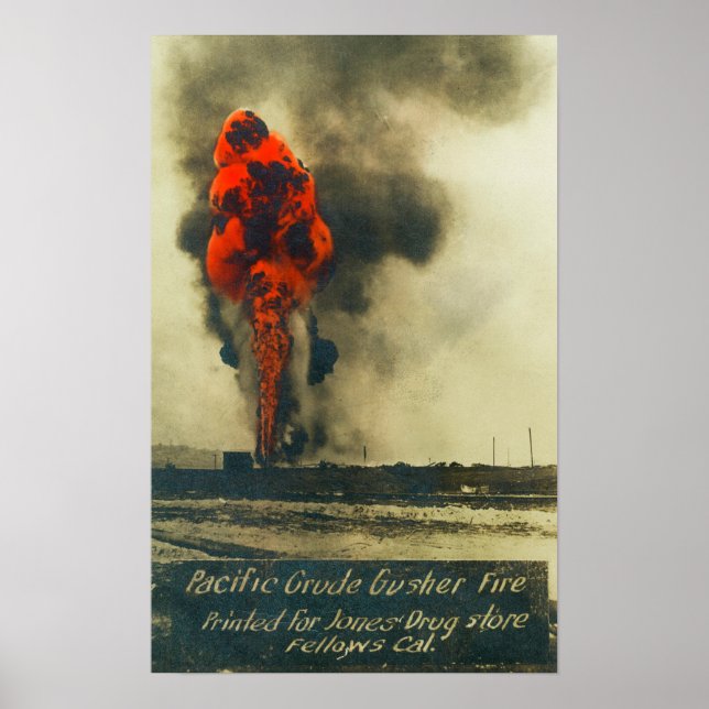 Affiches Vue de Pacific Crude Gusher FireFellows, CA (Devant)
