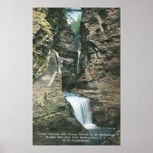 Affiches Vue de parc d'état des cascades de rideau et de