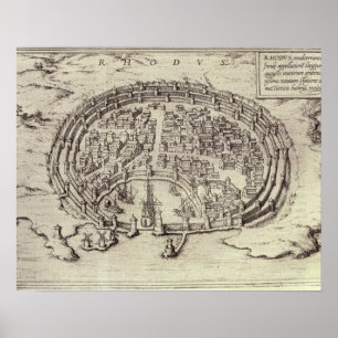 Affiches Vue de Rhodes, du 'théâtre des villes principales