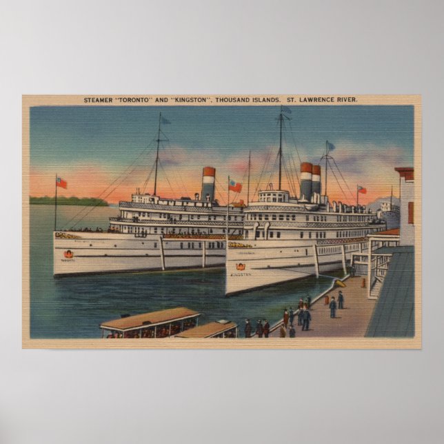 Affiches Vue de Toronto et Kingston sur le fleuve Saint-Lau (Devant)