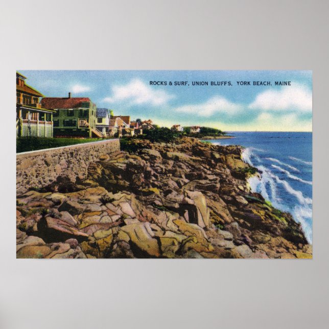 Affiches Vue de Union Bluffs Rocks et Surf à York (Devant)