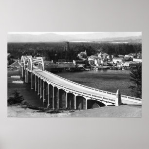 Affiches Vue de ville de Florence, Orégon et pont de