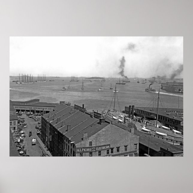 Affiches Vue d'ensemble du port de Boston (Devant)