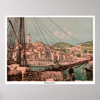 Affiches Vue depuis le port, Mentone, Riviera