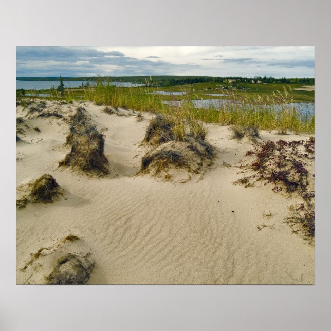 Affiches Vue depuis une colline de sable de lacs et de coll (Devant)