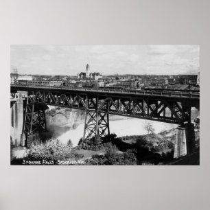 Affiches Vue des automnes et du pont de Spokane