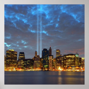Affiches Vue d'horizon de ville dans la nuit