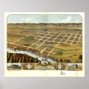 Affiches Vue d'oeil d'oiseau de nouvel Ulm, Minnesota