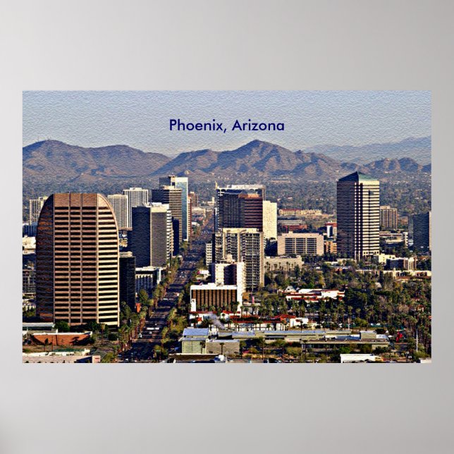 Affiches Vue du centre de Phoenix, Arizona (Devant)