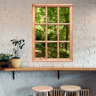 Affiches Vue du chemin de bois à partir d'une fenêtre