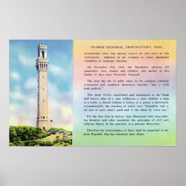 Affiches Vue du Mémorial du pèlerin et bref renseignements (Devant)