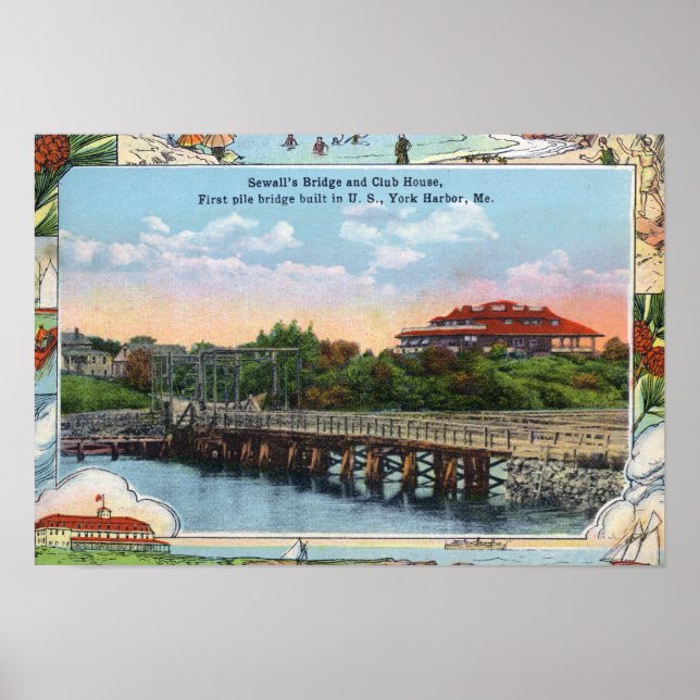 Affiches Vue du pont et du pavillon de Sewall (Devant)