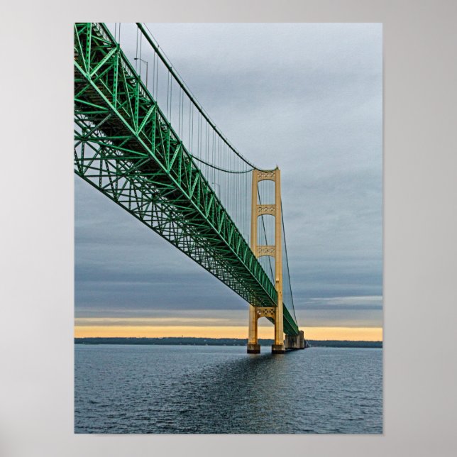 Affiches Vue du pont Mackinac du lac Michigan 2 (Devant)