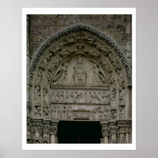 Affiches Vue du tympan représentant la Vierge et le Chi (Devant)