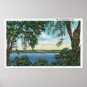 Affiches Vue d'un bateau à vapeur sur le lac