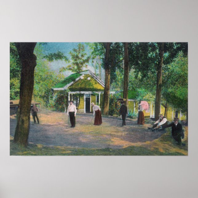 Affiches Vue d'un jeu de croquet Harbin Springs, CA (Devant)