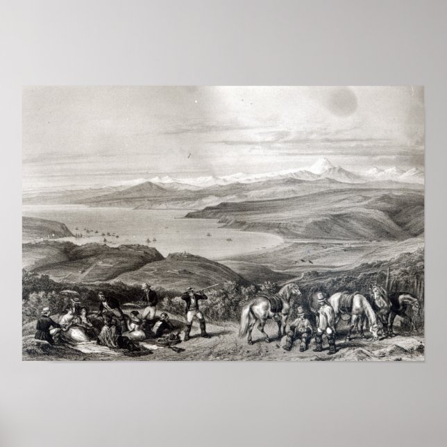 Affiches Vue éloignée du volcan Aconcagua (Devant)