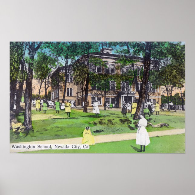 Affiches Vue extérieure de l'école de Washington (Devant)