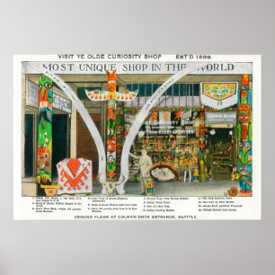 Affiches Vue extérieure de magasin d'antan de curiosité du