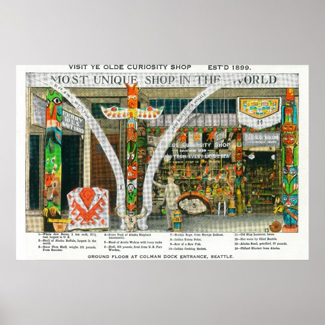 Affiches Vue extérieure de Ye Olde Curio Shop, Baleine (Devant)
